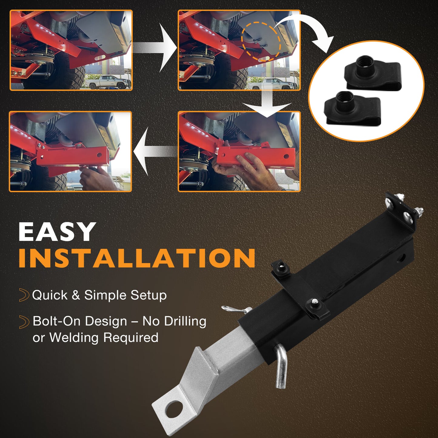 2" Rear Trailer Hitch Receiver Kit For 2019+ Bad Boy Rebel Rogue Renegade Mowers