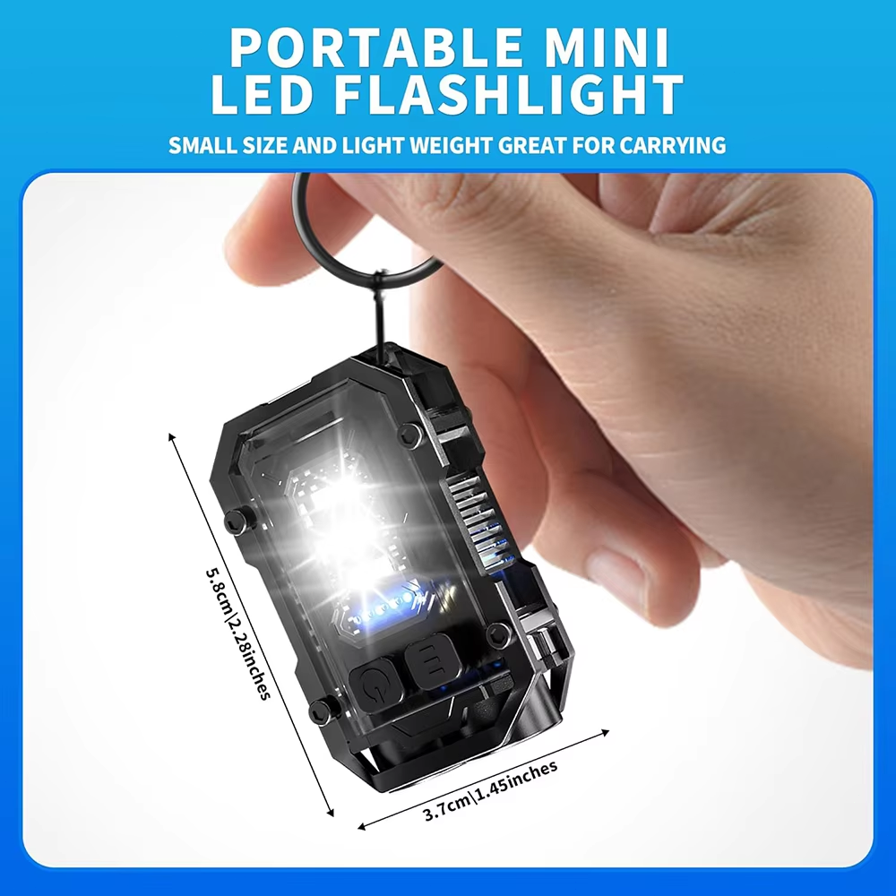 Mini Keychain Flashlight Super Bright Torch Rechargeable EDC LED&COB Light Lamp