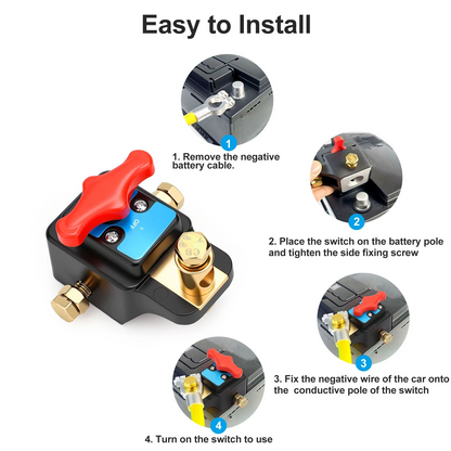 Rotary Car Battery Disconnect Switch 12-24V Brass Cut Off Isolator Quick Install