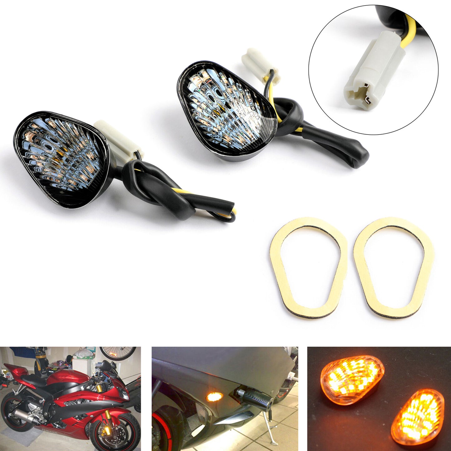 Smoke Turn Signals Flush Mount LED For Yamaha YZF 600 R6 06-09 YZF R6S 06-08 US