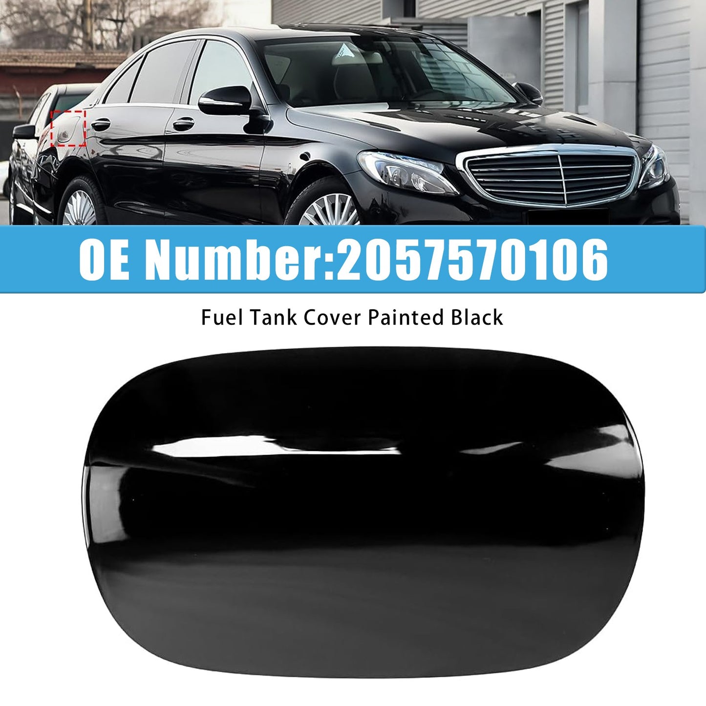 Fuel Tank Cover Painted Black  for Mercedes-Benz W205 C300 C350 2015-2018