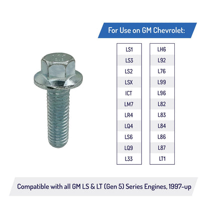 Exhaust Manifold Header Bolts for GM Chevy LS LT Engine LS1 LS2 LS3 LSX - Zinc