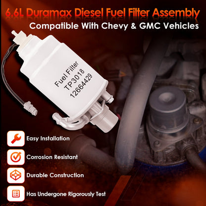 12664429 Duramax 6.6L Diesel Fuel Filter Housing Fit 2011-16 Chevy Silverado GMC