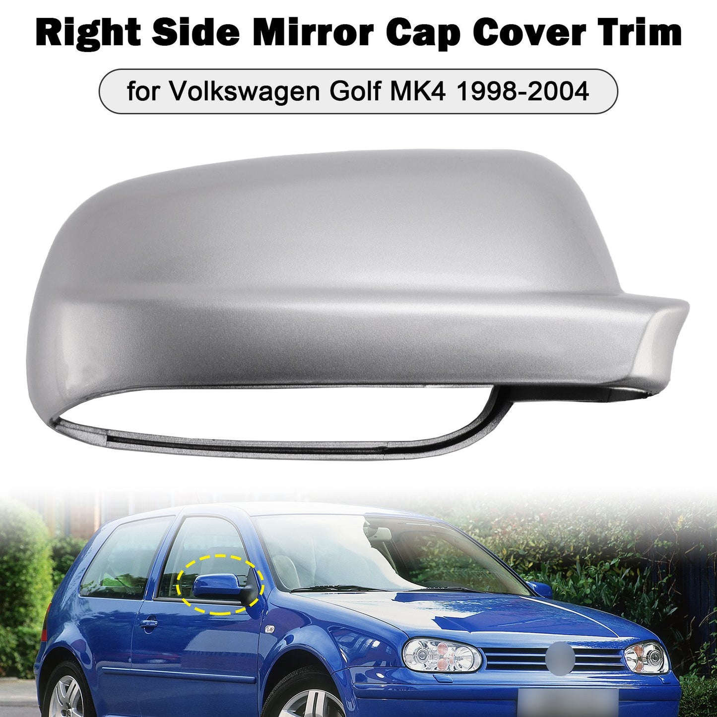 Right Side Mirror Cap Cover Trim for Volkswagen Golf MK4 1998-2004