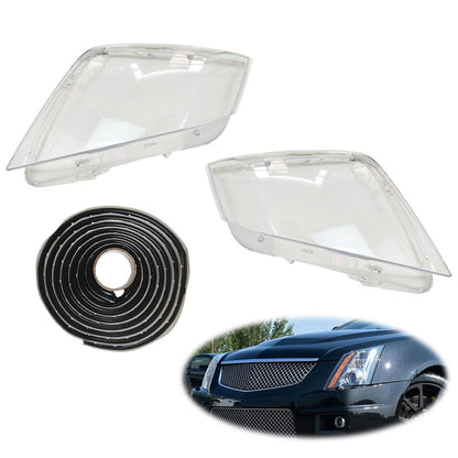 For Cadillac CTS 2008-2013 Front Headlight Lens Clear Cover+Glue