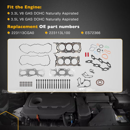3.5L 3.3L Engine Head Gasket Set w/ Bolt For Kia Sedona Sorento Hyundai Santa Fe