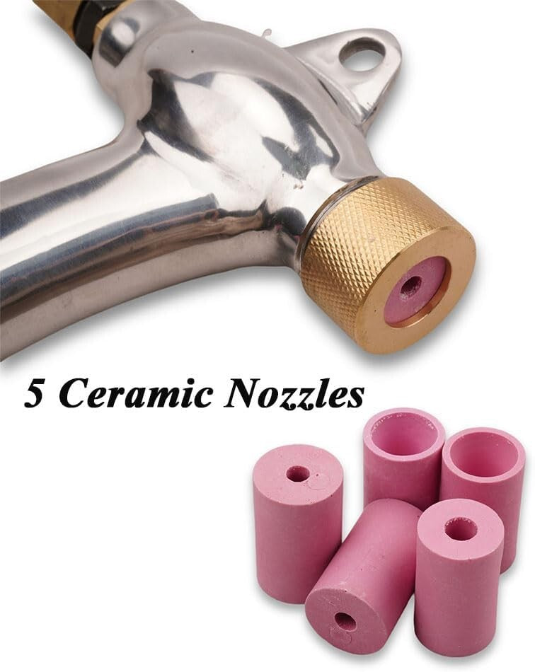 Sandblast Gun Air Sand Blasting Gun + 5x Ceramic Nozzles For Sandblaster Cabinet