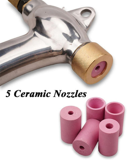 Sandblast Gun Air Sand Blasting Gun + 5x Ceramic Nozzles For Sandblaster Cabinet