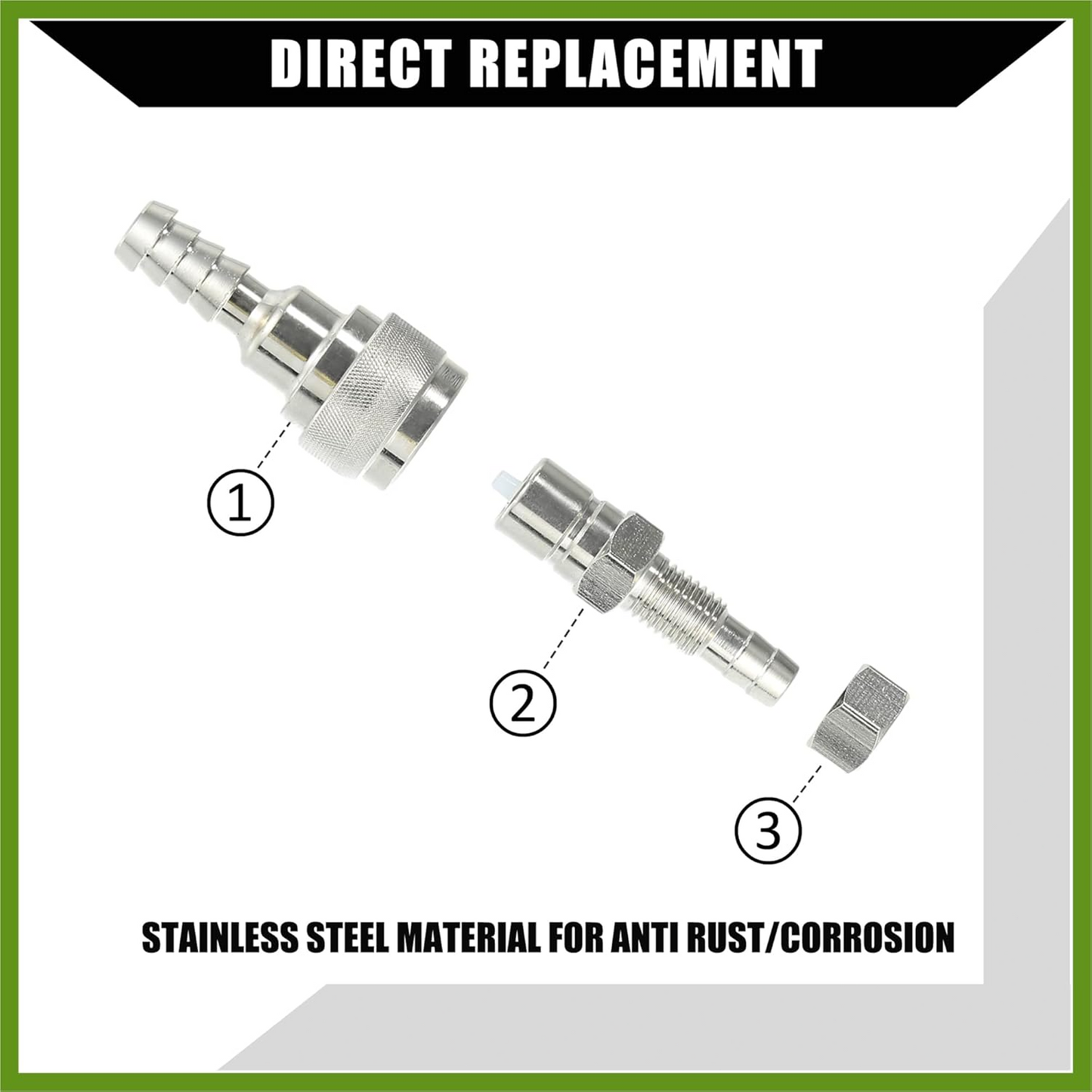 3 Pcs Outboard Fuel Connector Male with Nut for Tohatsu for Nissan 2/4 Stroke