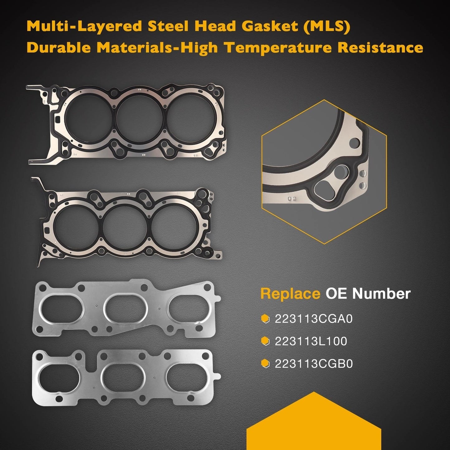 3.5L 3.3L Engine Head Gasket Set w/ Bolt For Kia Sedona Sorento Hyundai Santa Fe