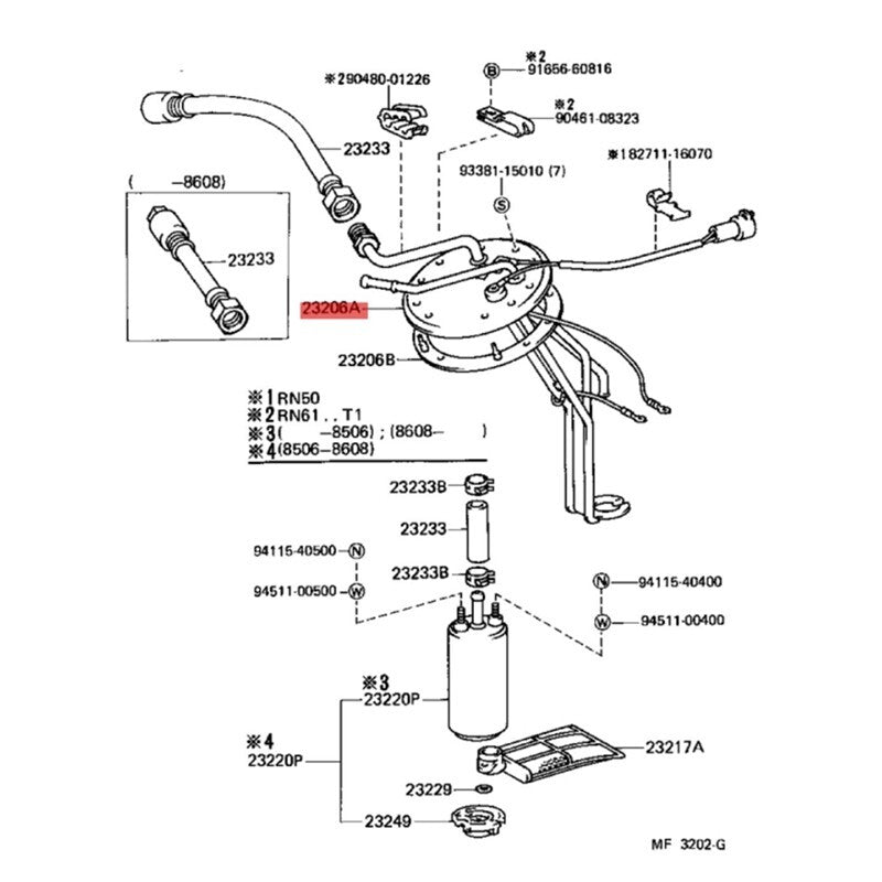 23206-35121 Fuel Pump Hanger Tube Assembly For 1986-1992 Toyota Pickup 2.4L/3.0L