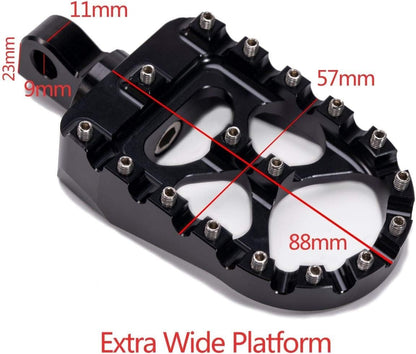 Black Wide Foot Pegs MX Style Footpegs For Harley Dyna Street Bob Low Rider