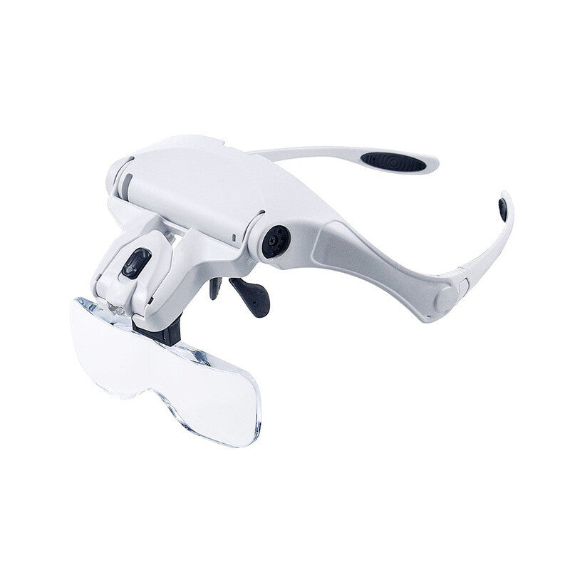 Magnifying Glass LED Light Head Loupe Jeweler Watch Bright Magnifier with 5 Lens