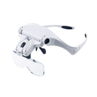 Magnifying Glass LED Light Head Loupe Jeweler Watch Bright Magnifier with 5 Lens
