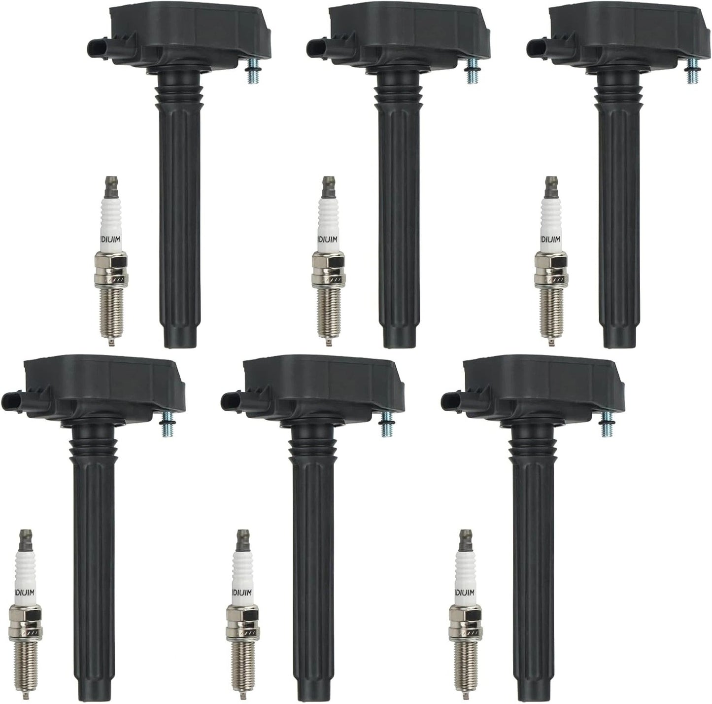 6Pcs Ignition Coils & Spark Plugs Pack for Chrysler Jeep Dodge Ram V6 3.6L UF648