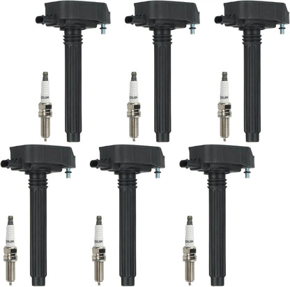 6Pcs Ignition Coils & Spark Plugs Pack for Chrysler Jeep Dodge Ram V6 3.6L UF648