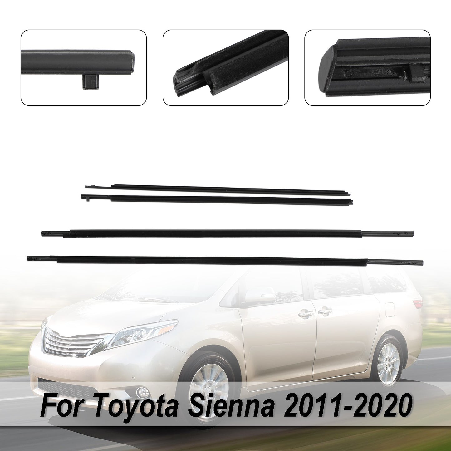 Car Window Weatherstrip Seal Belt Moulding For Toyota Sienna 2011-2020 2012 2013