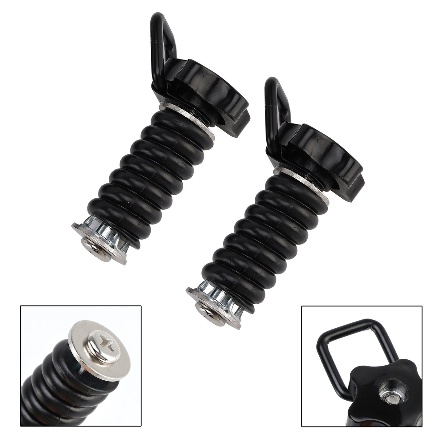2X Tie Down Anchor With D-Ring 1" Black Black For Polaris Rzr 570 800 900 1000