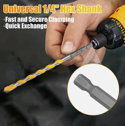 6PCS Professional Masonry Concrete Drill Bit Set 1/4 Inch Hex Shank Carbide Tips