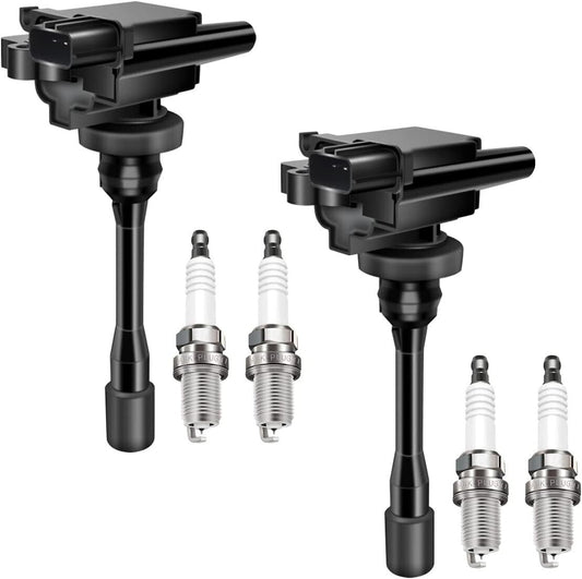 Solid Spare 2 Ignition Coil + 4 Denso Platinum Spark Plug For Mitsubishi Lancer 2.0L UF295