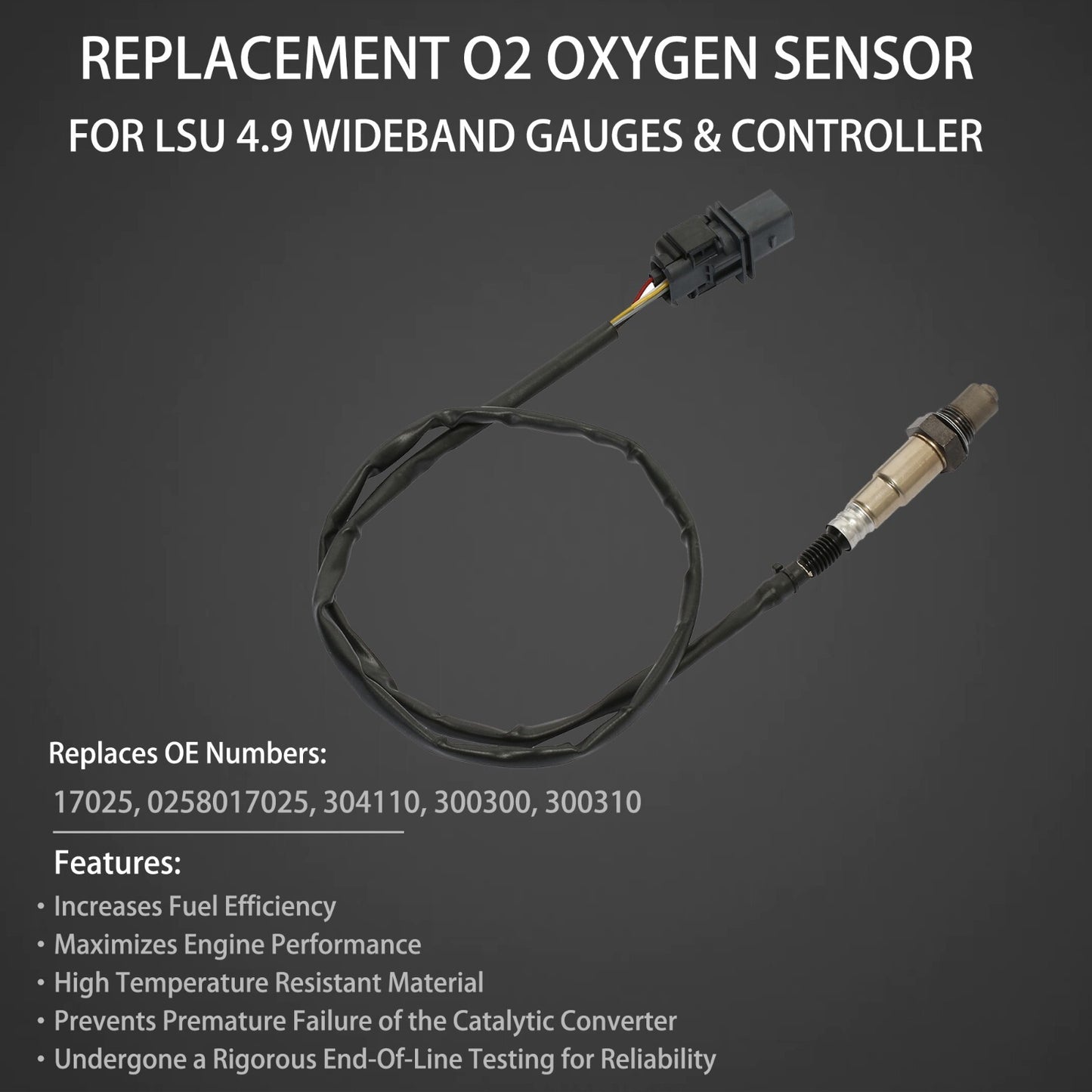 0258017025 LSU 4.9 Lambda WideBand O2 Oxygen Sensor for PLX AEM# 30-4110 30-0300