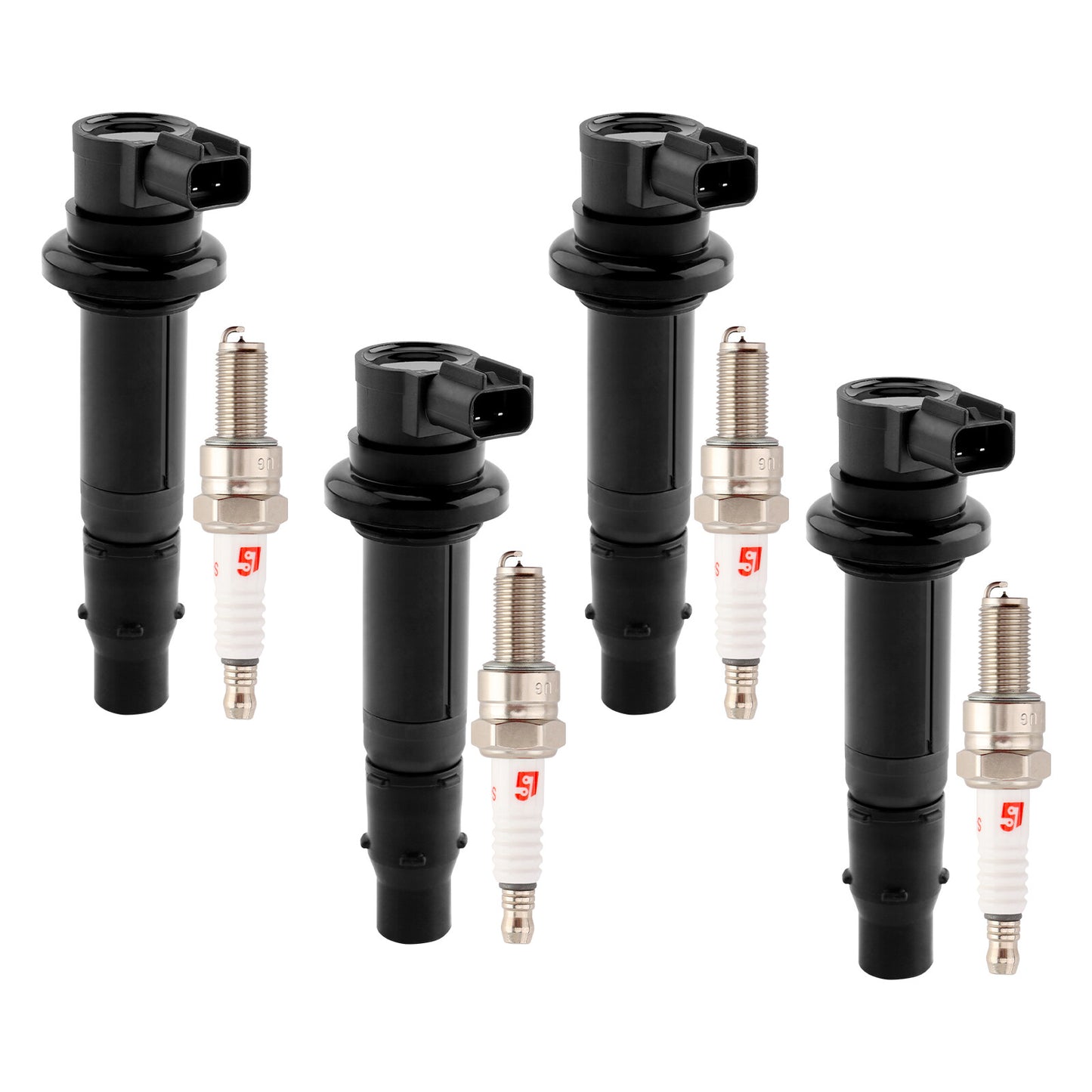 4x Ignition Coil & Spark Plugs Pack For 02-15 Yamaha  FZS1 FZ1 YZFR1 YZF R6 R6S