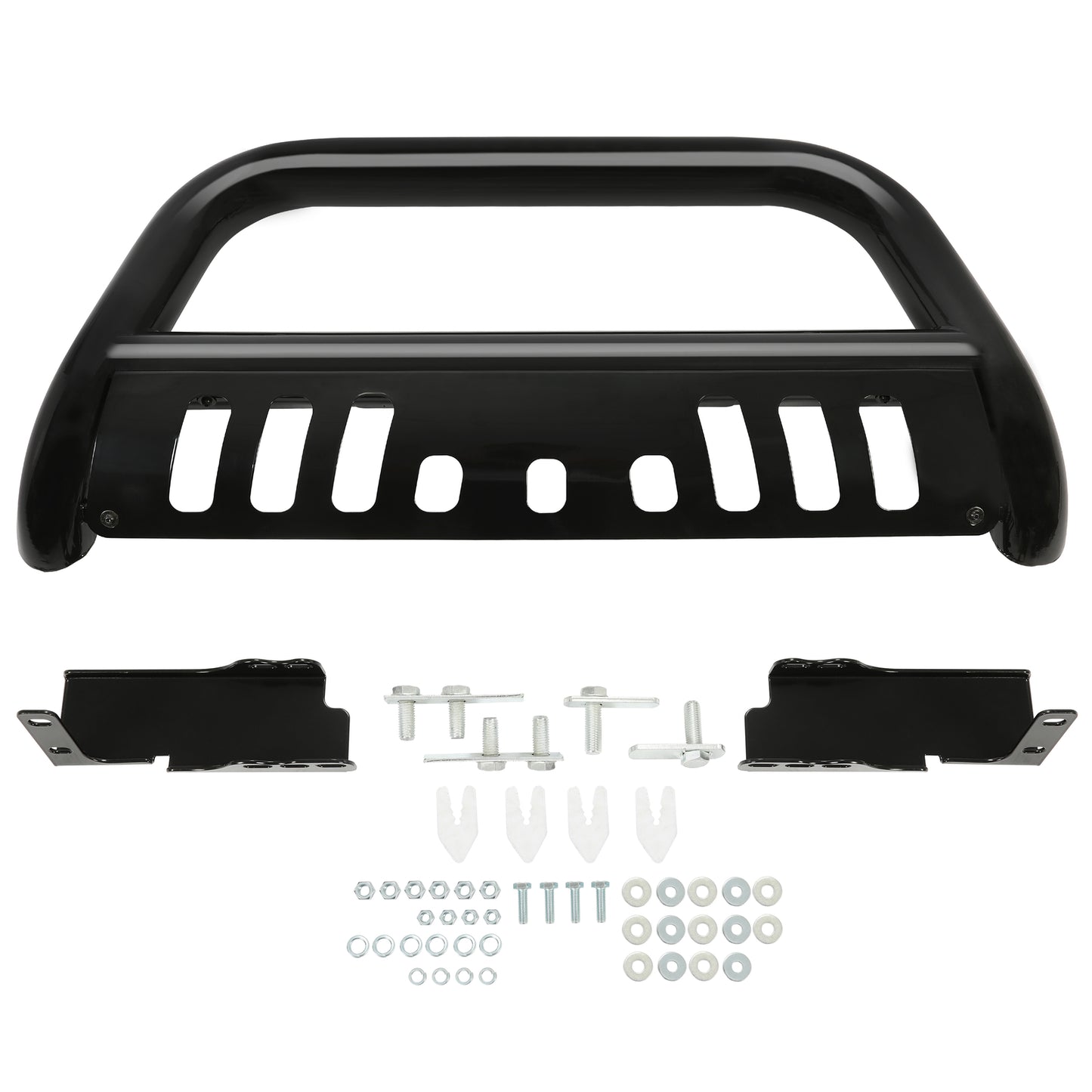 Solid Spare Bull Bar Push Bumper Grille Guard for 2007-2018 Chevy Silverado Sierra 1500 BLK