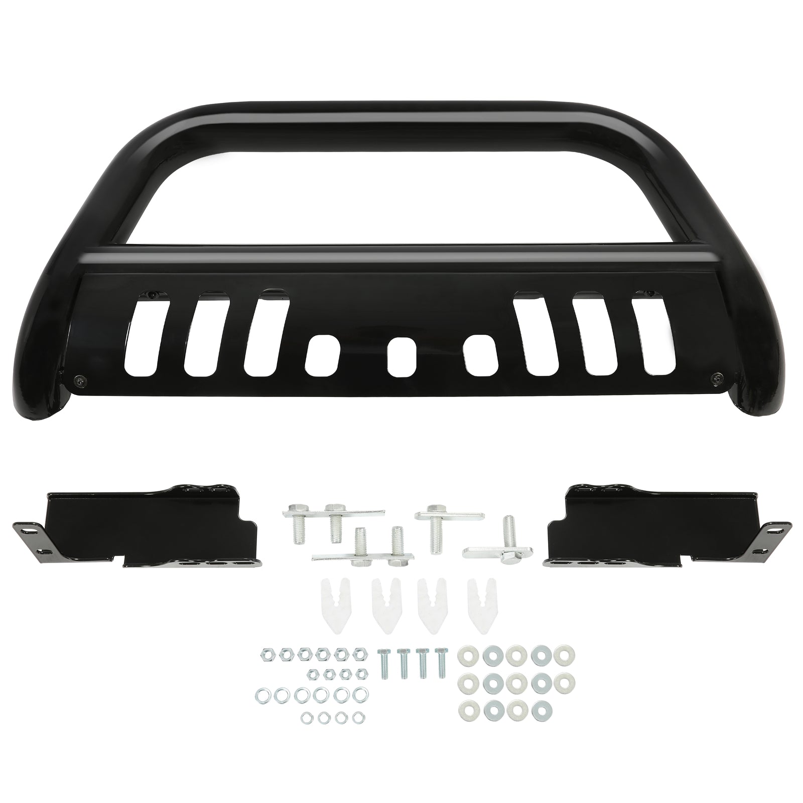 Solid Spare Bull Bar Push Bumper Grille Guard for 2007-2018 Chevy Silverado Sierra 1500 BLK