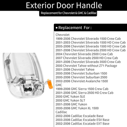 2X Exterior Door Handles Fit 1999-07 Chevy Silverado GMC Yukon Cadillac 15034985