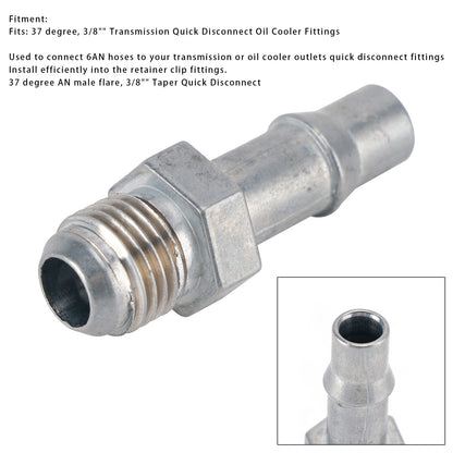 6AN Male Flare to 3/8" (.375") Transmission Cooler Quick Disconnect Adapter