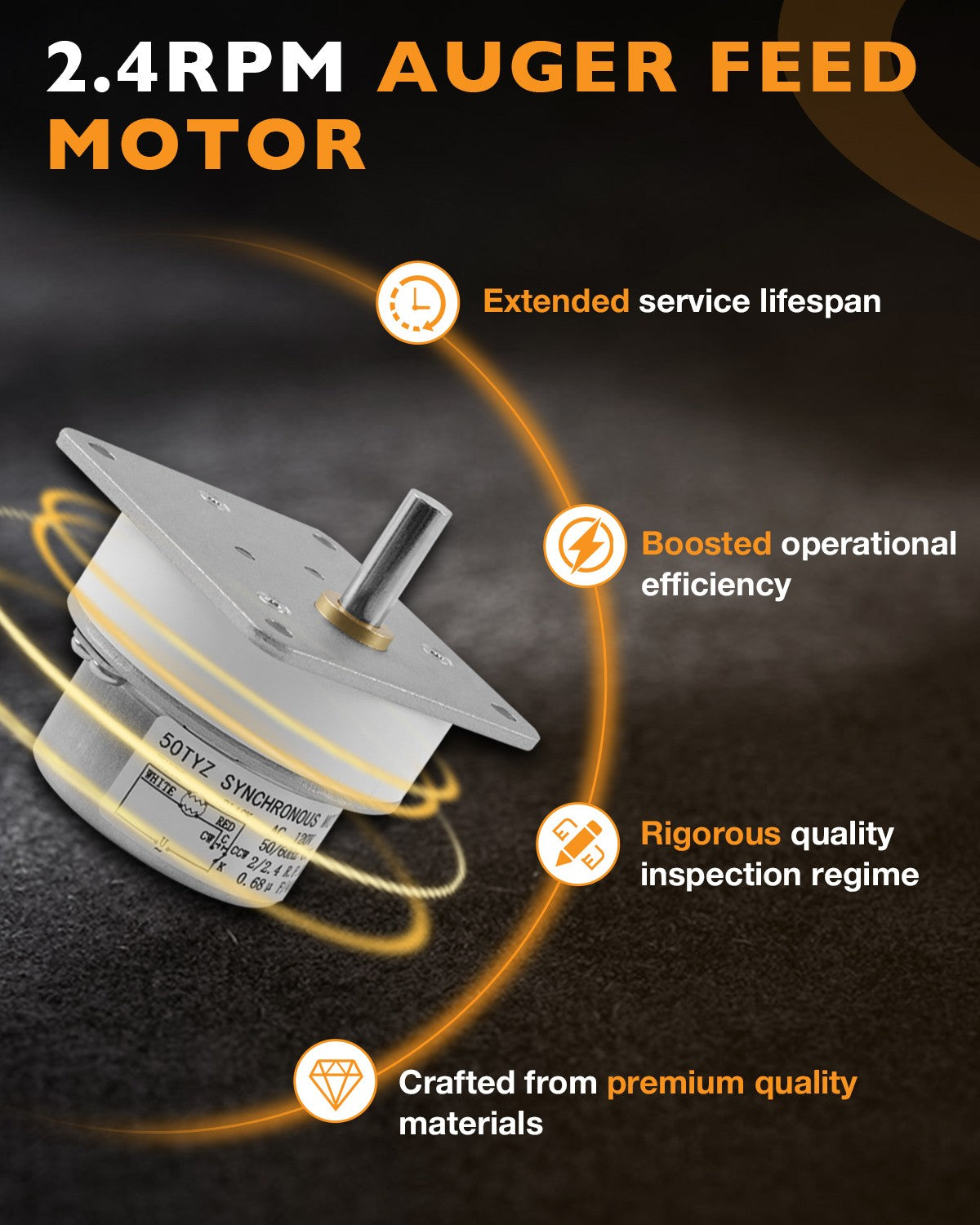 812-4421 2.4RPM Auger Pellet Stove Feed Motor Fit Quadra-Fire Castile Heatilator