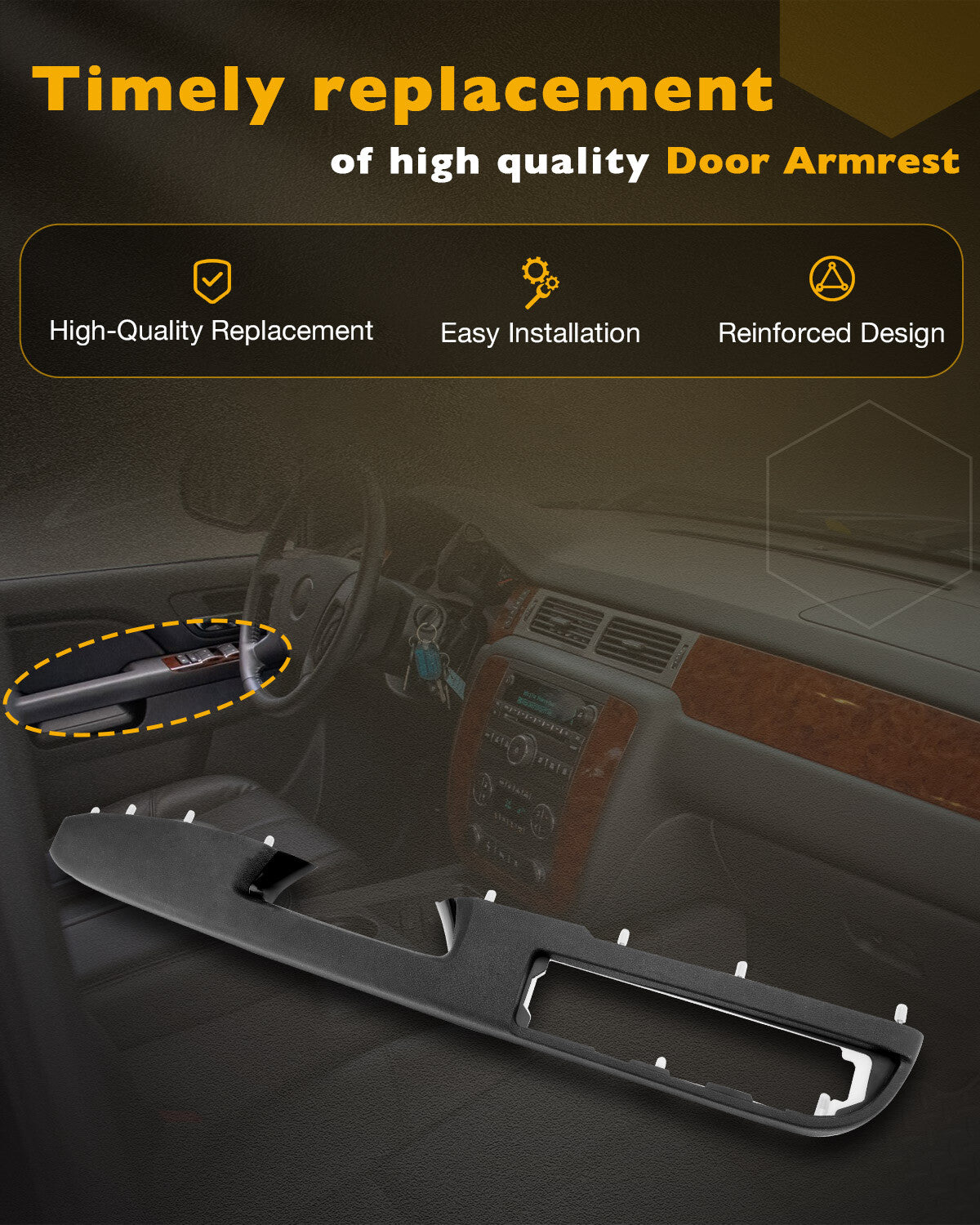 Driver Armrest Repair Set Fit 10-14 Chevy Silverado GMC Sierra 1500 2500 3500 HD