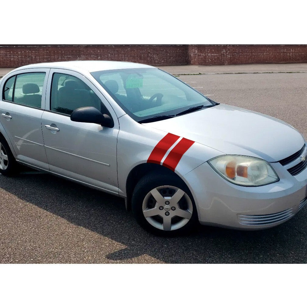 4" Dual Fender Stripe Hash Mark Stripe Decal Graphic Kit For CHEVY COBALT