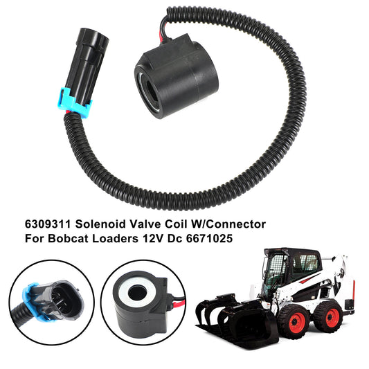 6309311 Solenoid Valve Coil W/Connector For Bobcat Loaders 12V Dc 6671025 USA