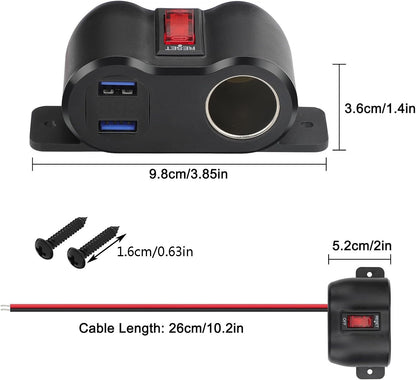 12V Car Cigarette Lighter Socket Splitter Dual USB Charger Power Adapter Outlet