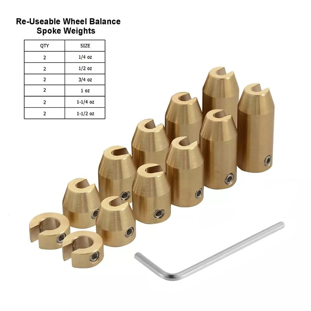 12 Pack Motorcycle Brass Wheel Tire Spoke Balancing Weights Set 1/4 to 1-1/2 oz