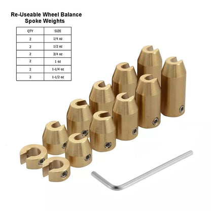 12 Pack Motorcycle Brass Wheel Tire Spoke Balancing Weights Set 1/4 to 1-1/2 oz