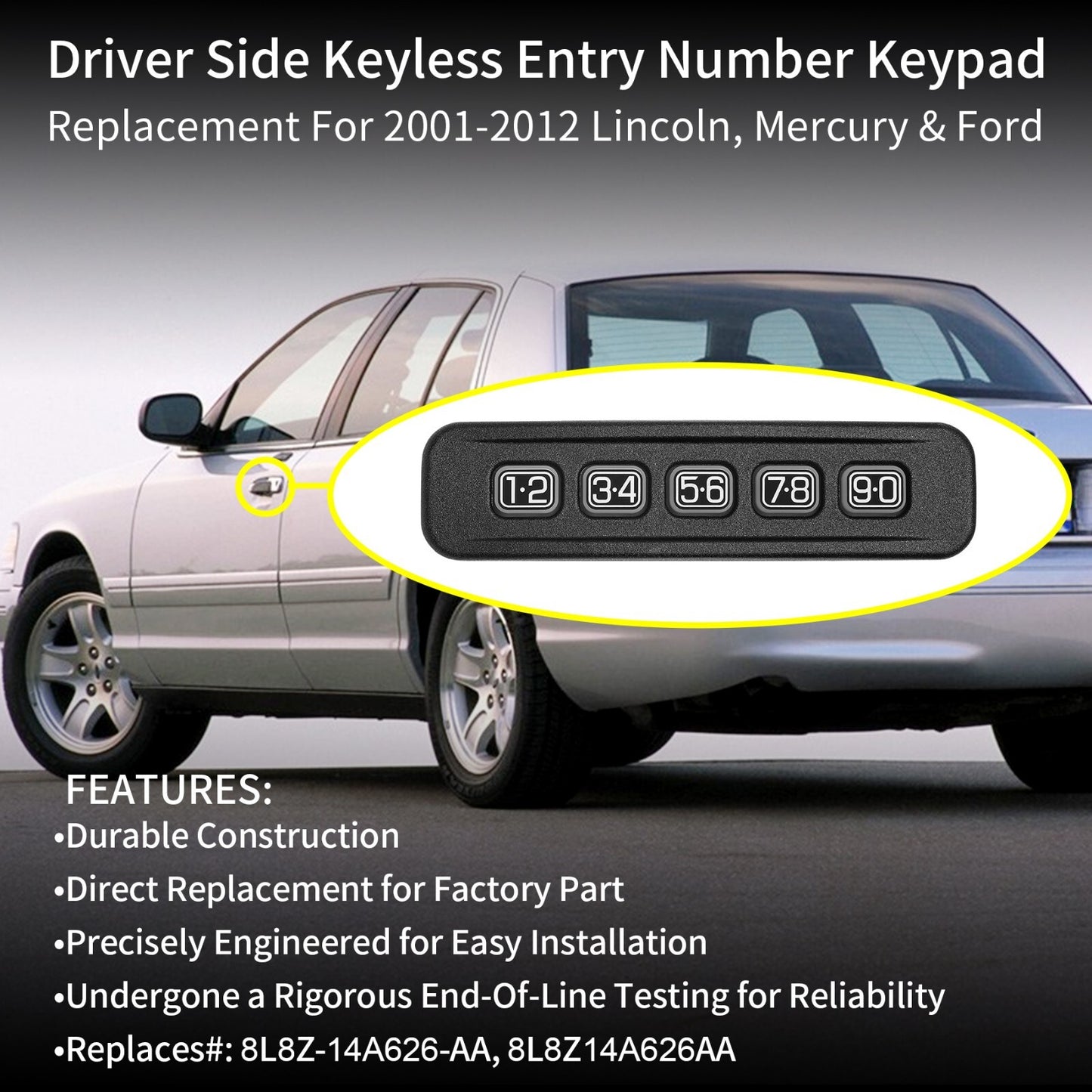 Driver Door Keyless Entry Number Keypad for 01-12 Lincoln Ford F-250/350/450/550