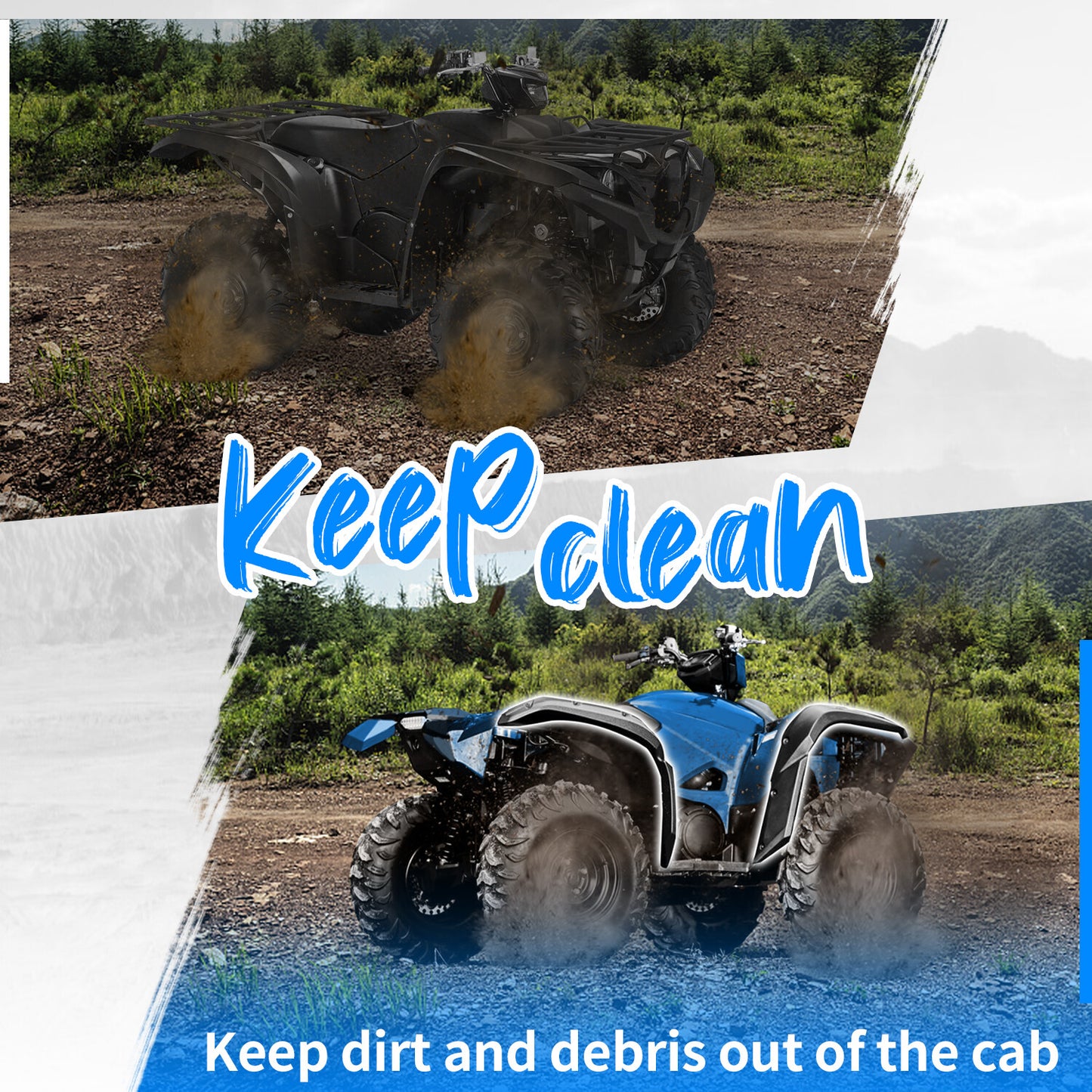 Solid Spare Fender Flare Guard For Yamaha Grizzly 700 2016-2025 4PCS Overfender Mud Guard