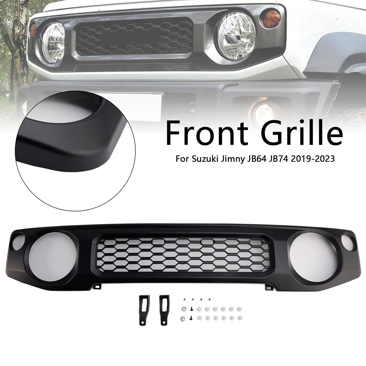 Black Honeycomb Front Bumper Grille Grill Fit Suzuki Jimny JB74 2019~2023
