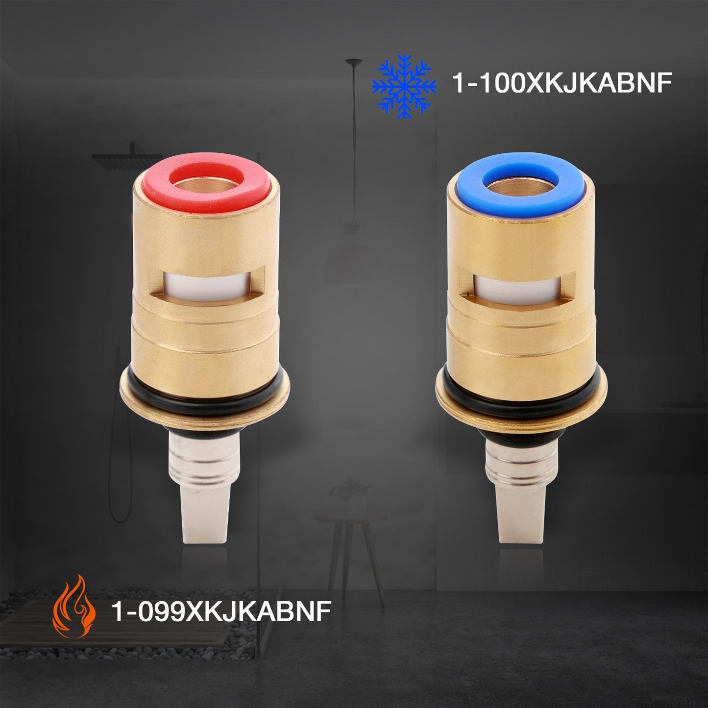 Ceramic 1/4-Turn Cold & Hot Valve Cartridge Kit 1-099XKJKABNF 1-100XKJKABNF
