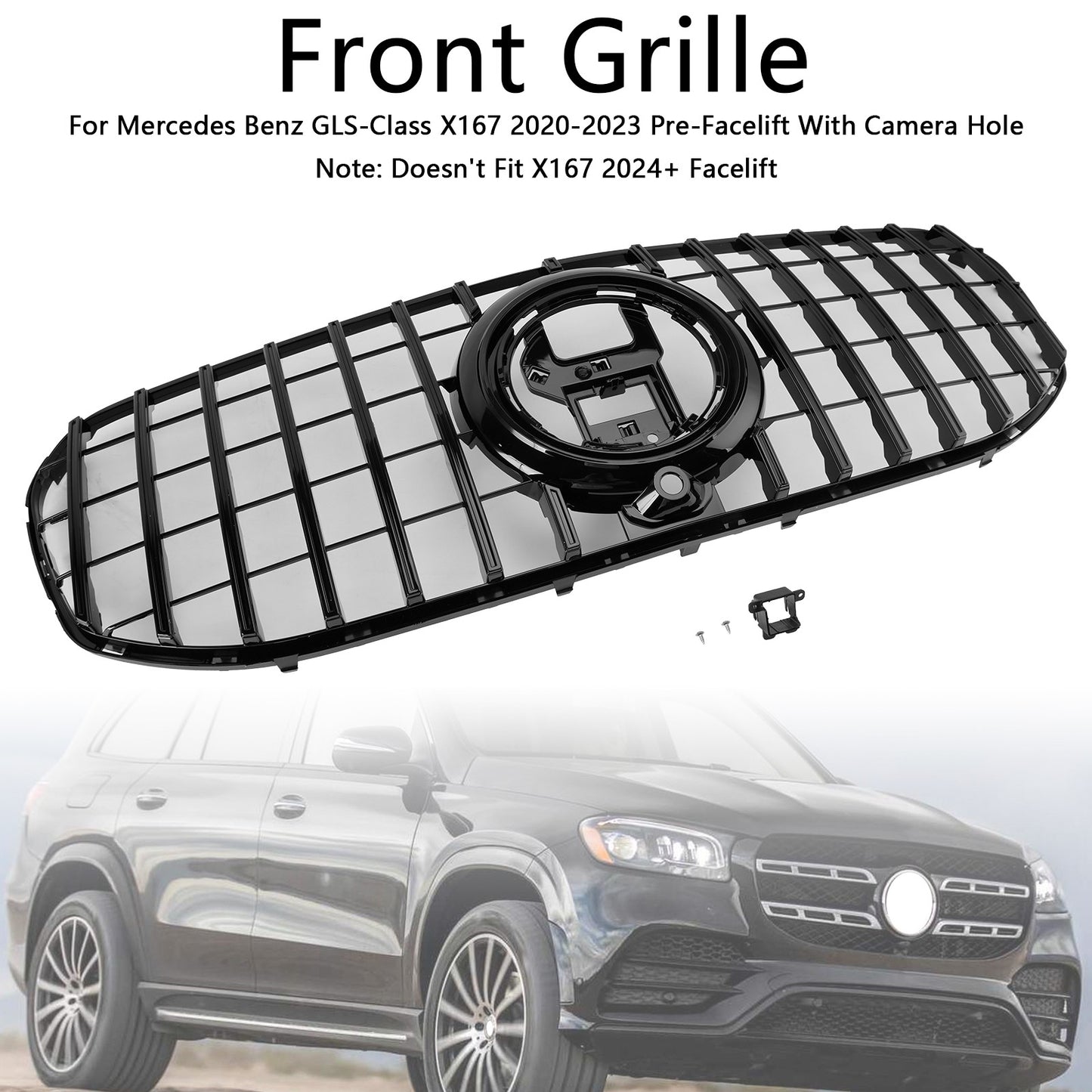 Front Bumper Grill Grille Fit Mercedes Benz X167 GLS450 GLS580 2020-2023