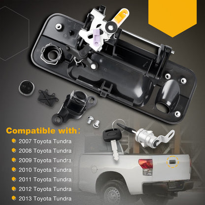 Metal Tailgate Handle w/ Lock & Camera Accessories Kit For 2007-13 Toyota Tundra