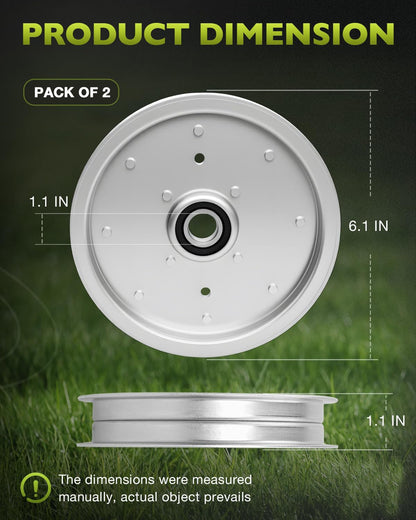 2X AUC10172 Deck Flat Idler Pulley For John Deere Z335E Z525E Z535M Z535R ZTrak