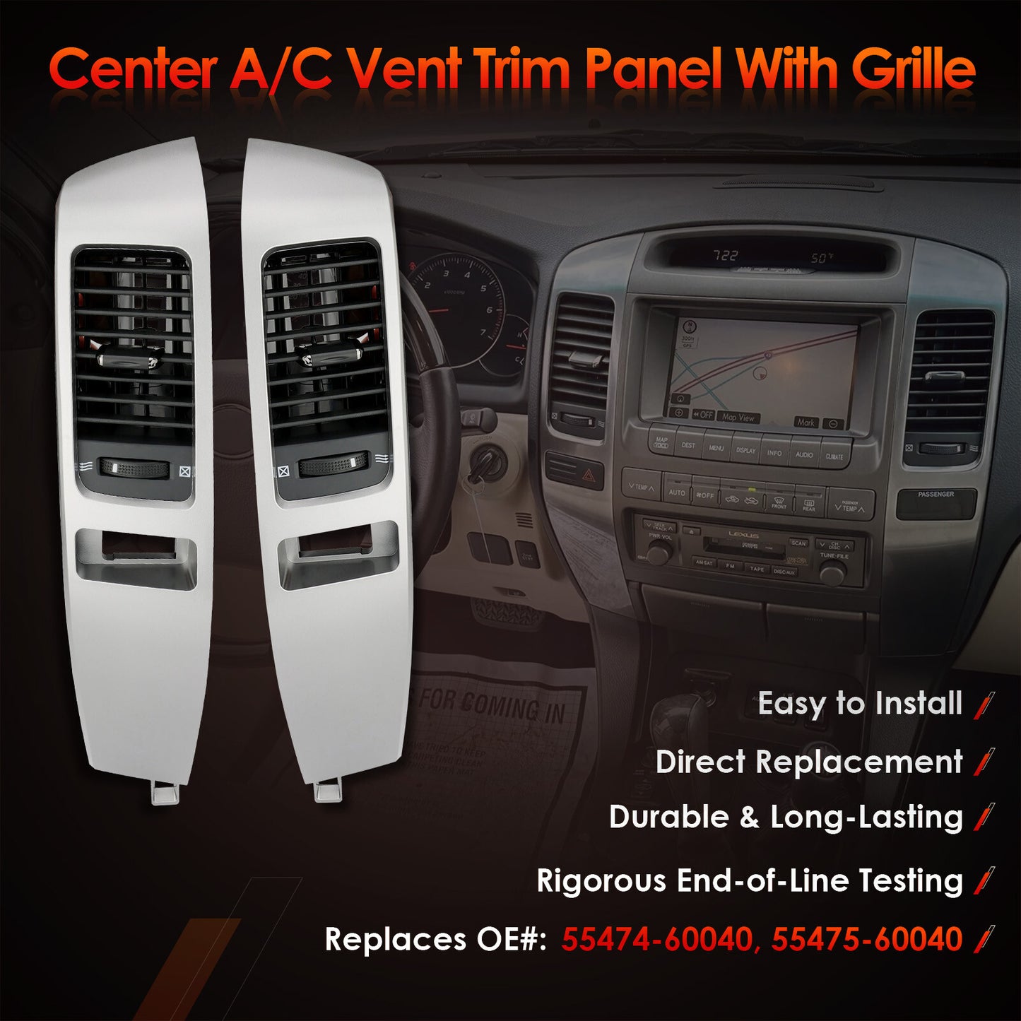 Instrument Air Vent Finish Panel Garnish For 2003-2009 Toyota Land Cruiser Lexus