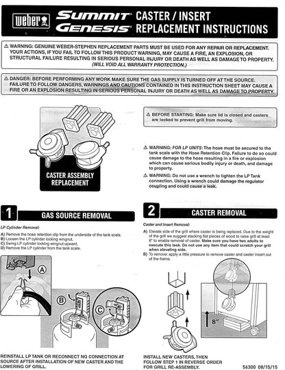 Solid Spare Weber 70360 Locking Caster Spirit Summit Genesis