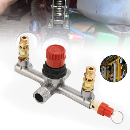 Air Compressor Pressure Valve Switch Control Manifold Regulator Gauges Tool'