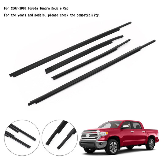 4x Car Window Weatherstripeal Belt Moulding For Toyota Tundra Double 07-20