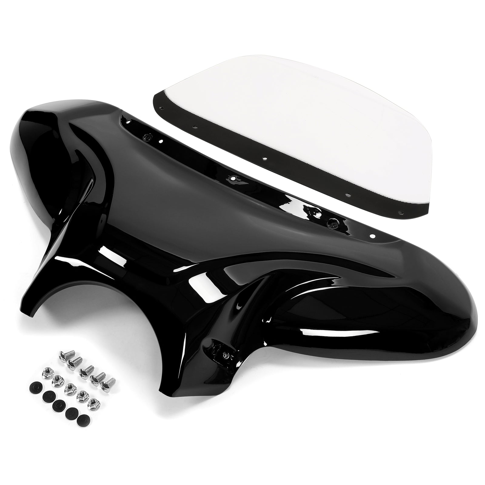 Solid Spare Fits Harley Yamaha Honda Motorcycle Front Batwing Fairing Windshield, ABS