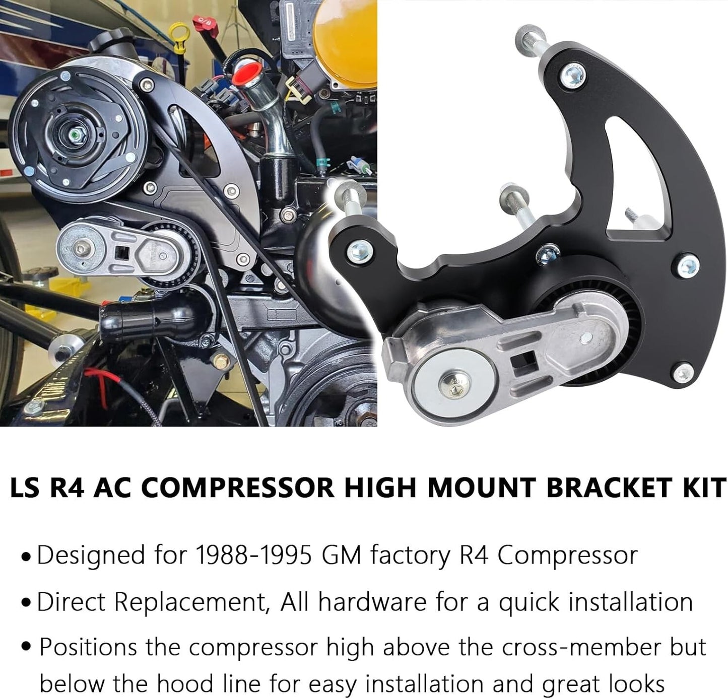 High Mount AC Bracket For LS1 LS2 LS3 LS6 Swap For Vortec Truck Engines LQ R4 LS